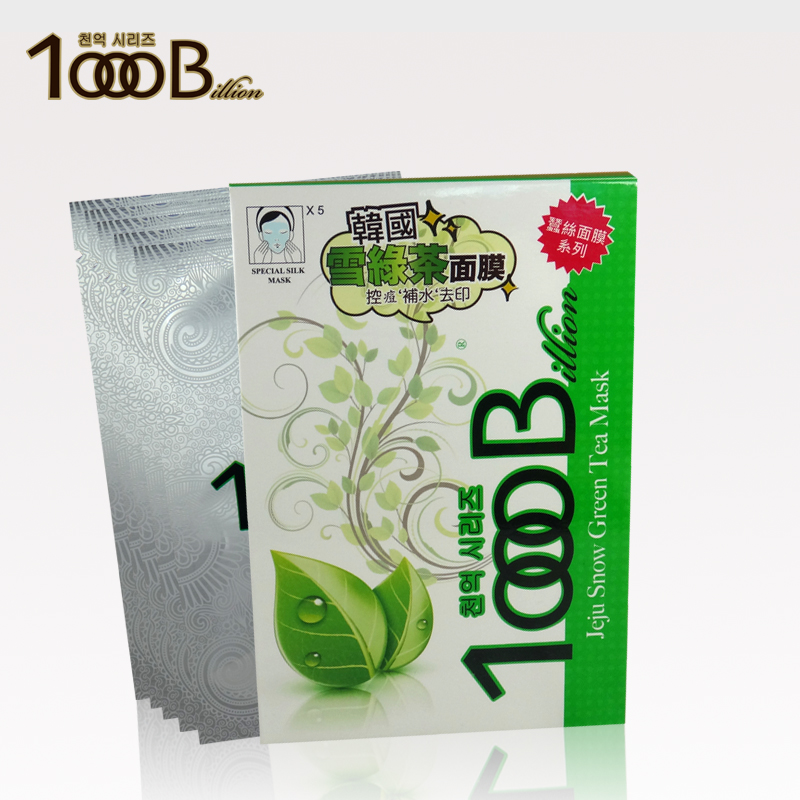 韩国1000B绿茶蚕丝面膜补水保湿控油去油去痘印抗氧化